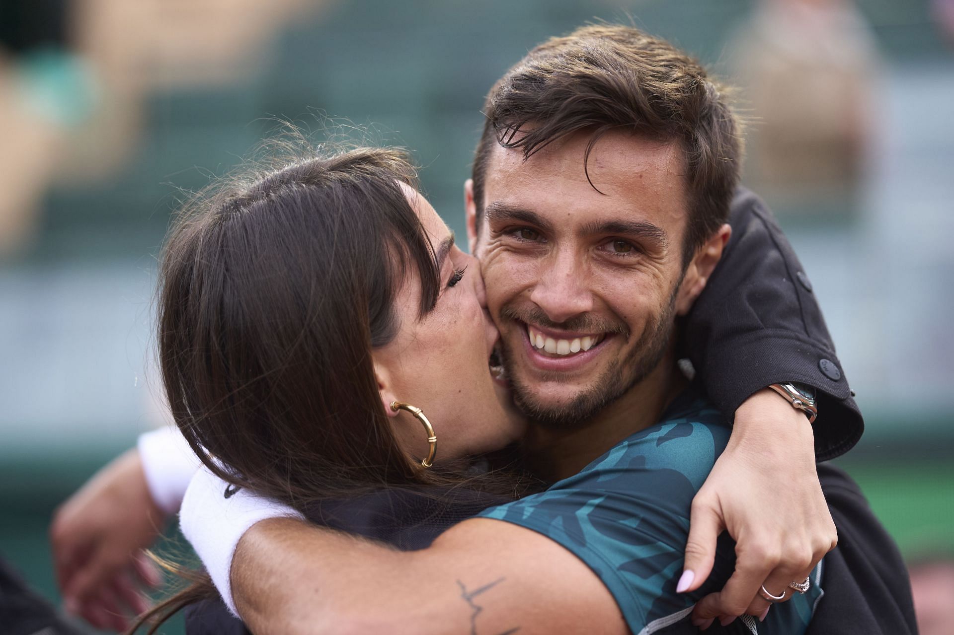 Lorenzo Musetti and his girlfriend Veronica Confalonieri at the Rolex Monte-Carlo Masters. Source: Getty